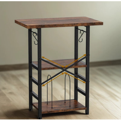 Record Player Stand With Extended Desktop And Vinyl Storage, Turntable Table With 3-Tier Record Holder And Display Shelf, Sturdy Wooden And Metal Construction For Music Room Studio, Retro Design