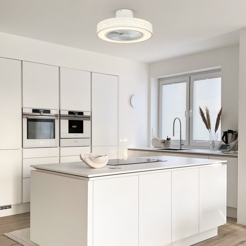 Ventilateur de plafond moderne à 5 pales à DEL 5 pales avec télécommande et ensemble d'éclairage pour pièces de taille moyenne Blodgett