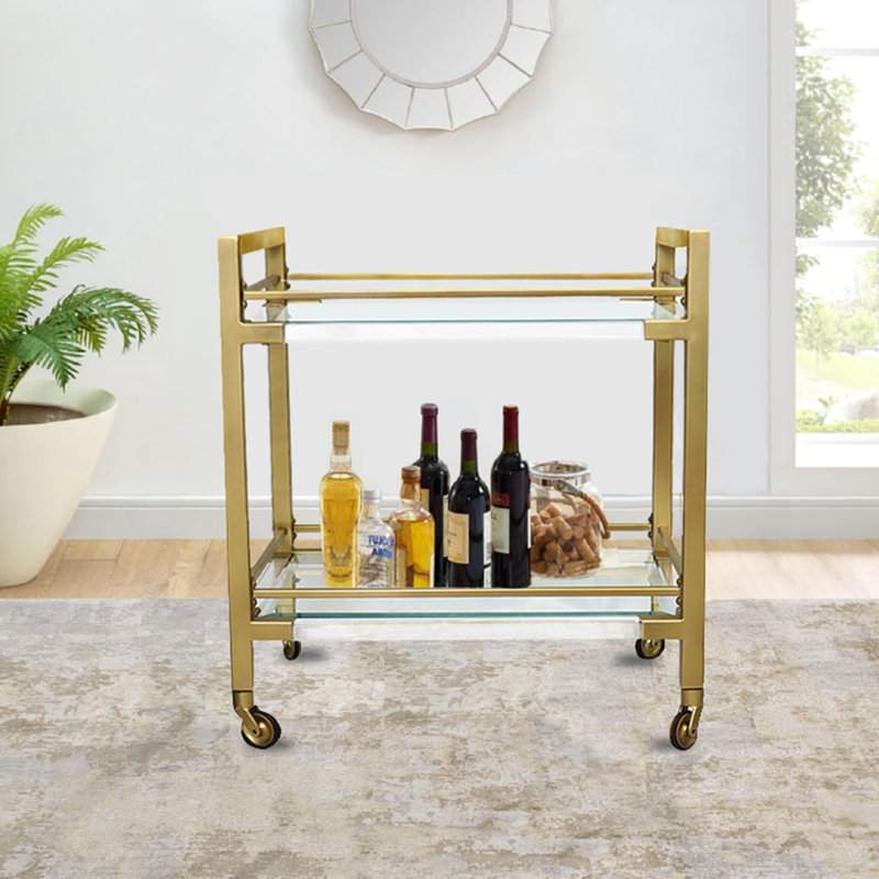 Baylor Lucite and Stainless Steel Serving Bar Cart