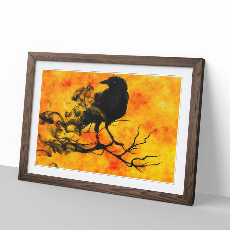 Raven Bird Vol.1 - Framed Print, 36cm H x 48cm W x 2cm D, Walnut Framed