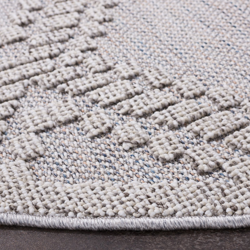 Amber-Jayne Area Indoor/Outdoor Area Rug In Gray/Light Gray, Round 4'