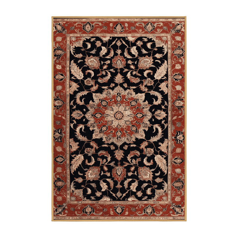 Machine Washable Persian Brown Area Rug, Rectangle 7' x 9'