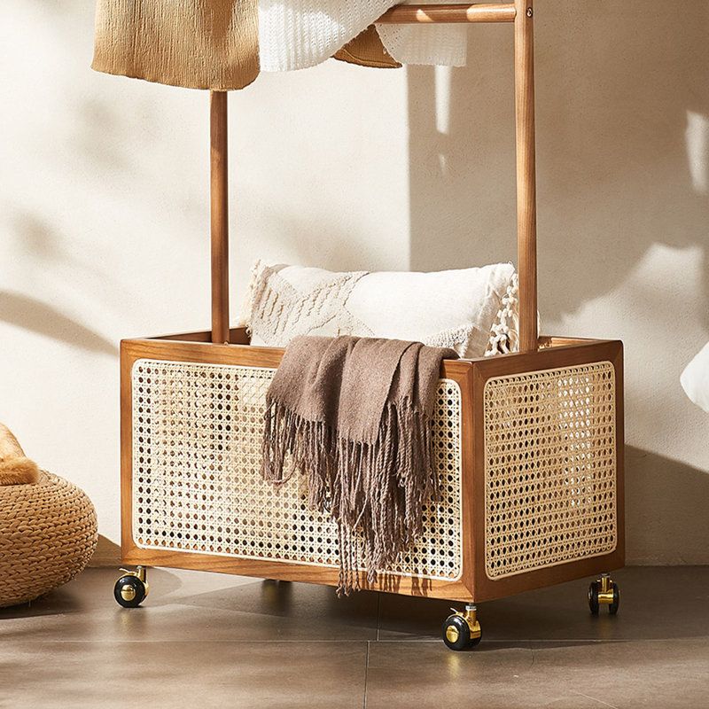 Imported Ash & Rattan Coat Rack  Design, Walnut