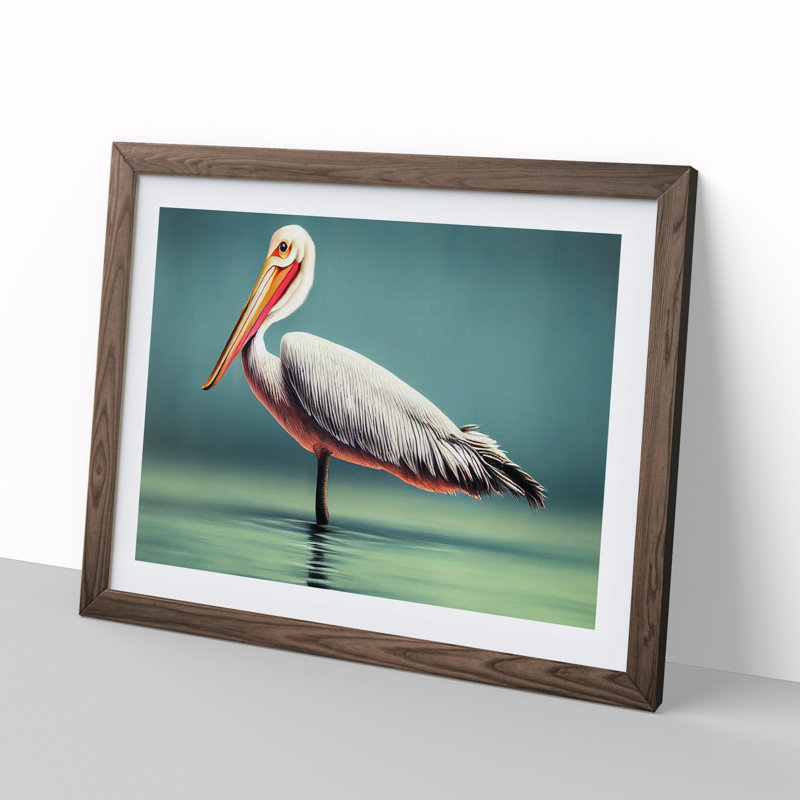 XH1022-6868X Pelican Portrait - Single Picture Frame Print, 46cm H x 64cm W x 2cm D, Walnut