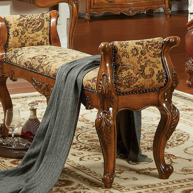 Chenille Upholstered Bench, 27.16" H x 70.86" W x 21.65" D
