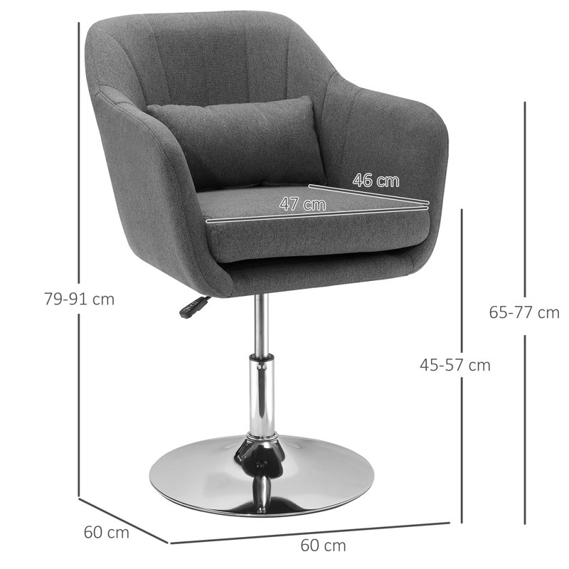 Upholstered Accent Chair, Dark Grey Linen