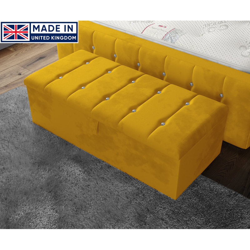 Tullyrusk 102cm Wide Tufted Rectangle Striped Standard Ottoman with Storage, Turmeric