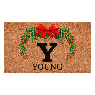 Paillasson couronne de Noël personnalisé, lettre Y