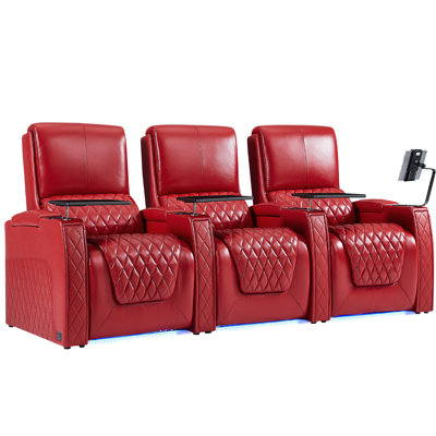 Haiylee Zero Gravity Home Theater Seating Top Grain Leather Recliner Sofa Power Headrest Footrest
