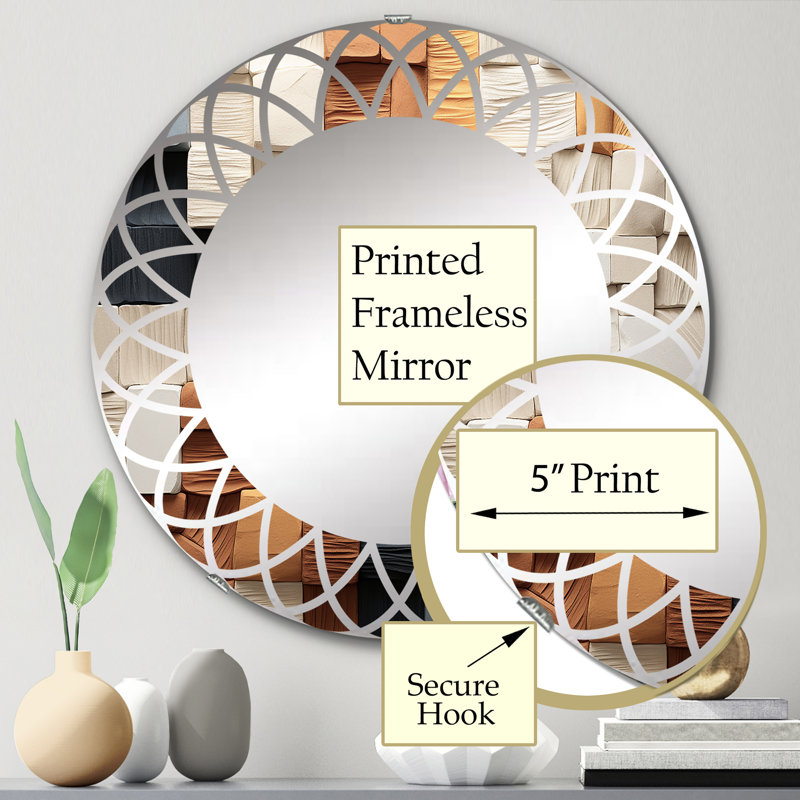 Flamoudi - Miroir mural moderne rond, 24 po x 24 po