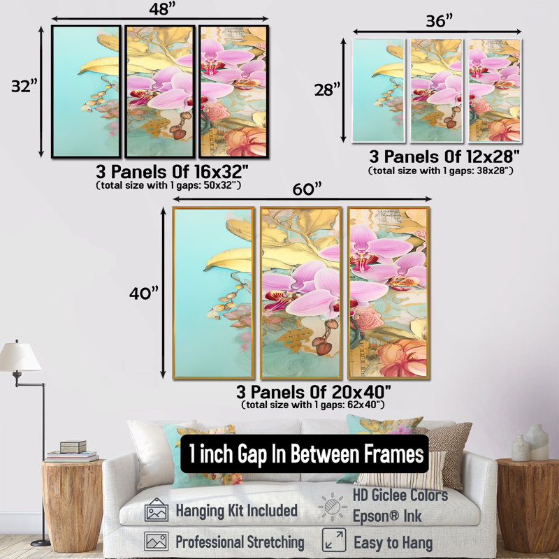 Ensemble de salon Gaskin - Orchid Wall Art, H 28 po x l 36 po, Argent argent