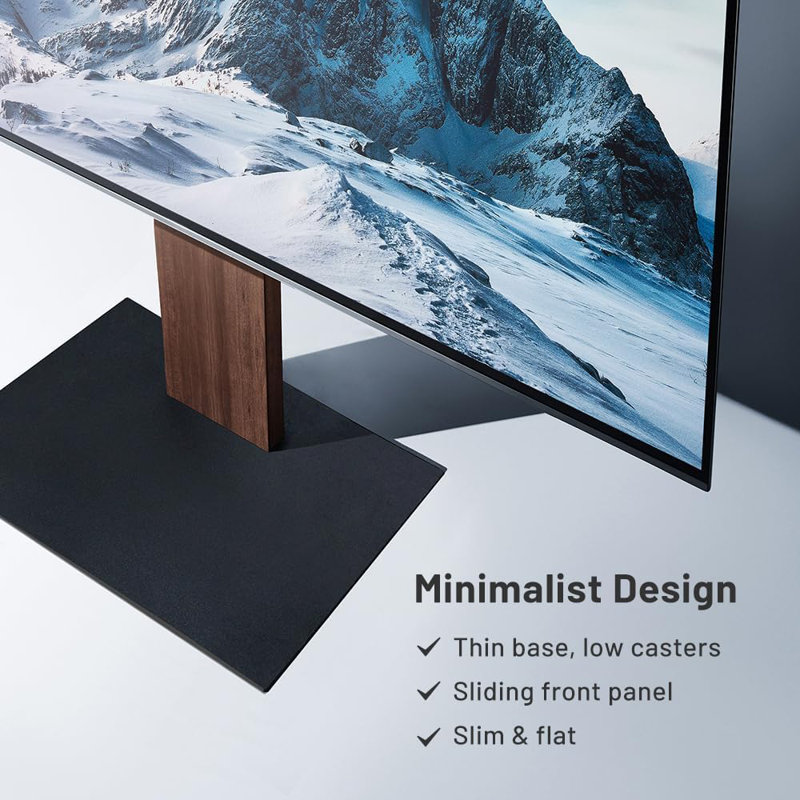 Universal Rolling TV Stand With Concealed Wheels, Adjustable Height, Slim Design, And Built-In Cable Management For 32-60 Inch Tvs