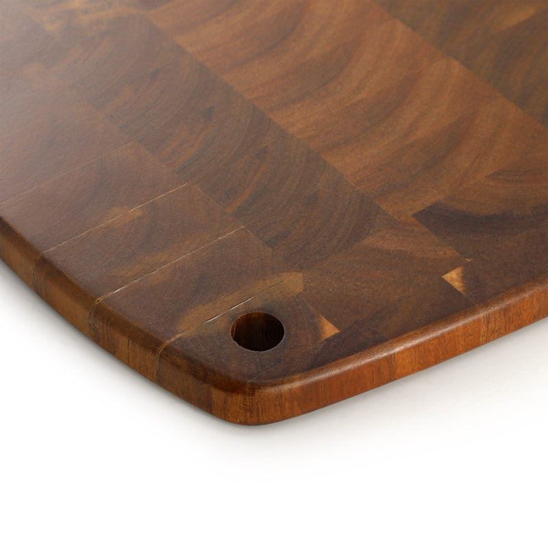 MegaChef 15.5 x 10.5 Inch Acacia Wood Rectangular Cutting Board with Rounded Edge in Dark Brown