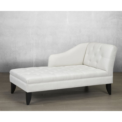 Chaise longue capitonnée en cuir véritable à un accoudoir