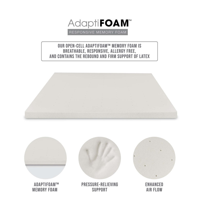 Surmatelas en mousse viscoélastique adaptative 3 pouces AdaptiFoam , Très grand lit