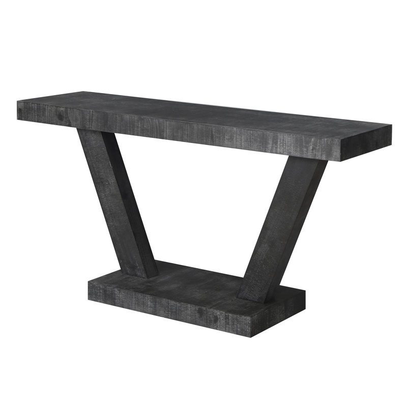 60 Inches Vintage Distressed Solid Wood Console Table, 2-tier Sturdy Entryway Table With Reinforced Double Shelf, Heavy-duty Farmhouse Accent Table For Hallway Living Room Sofa Back