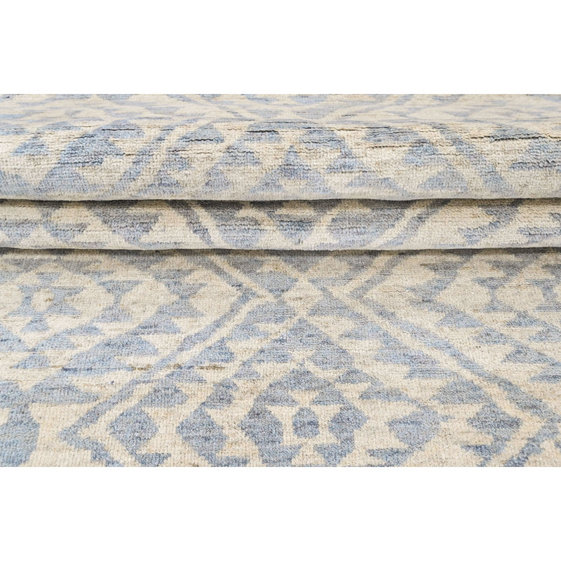 Tapis multi-tailles en laine noué à la main gris Oushak Southwestern, Rectangle 4pi x 6 pi