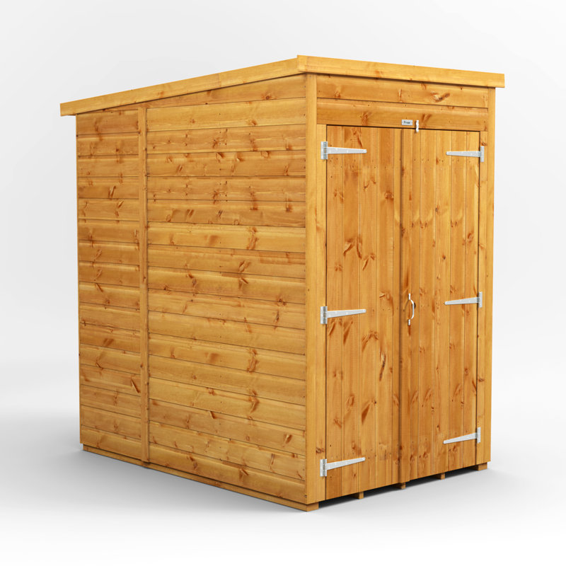 Powersheds 4 x 6ft Timber Tongue & Groove Windowless Pent Garden Shed, Double Doors