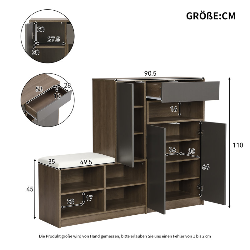 24 Pair Shoe Storage Cabinet, Grey