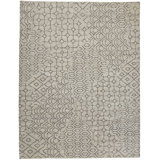 Sashiko Hand Knotted Geometric Area Rug in Gray/Brown