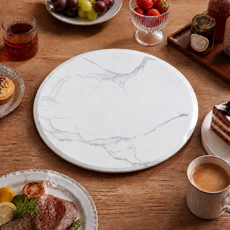 Plateau tournant Marbel Lazy Susan en rotation à 360°, H 0,8 po x L 15,7 po x l 15,7 po