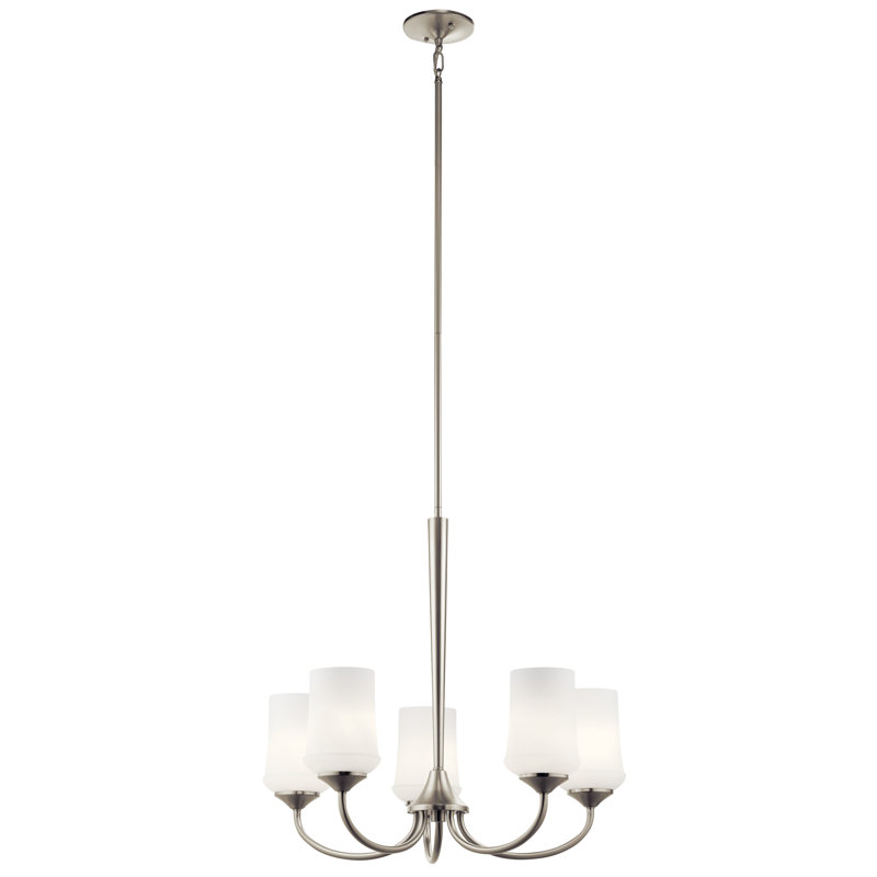 Lustre classique à 5 lumières Bergstrom, Nickel brossé