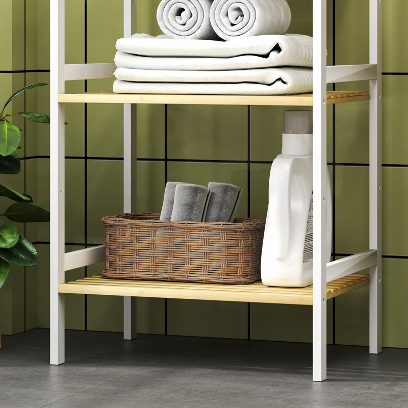 Bamboo Freestanding Bathroom Shelves, White