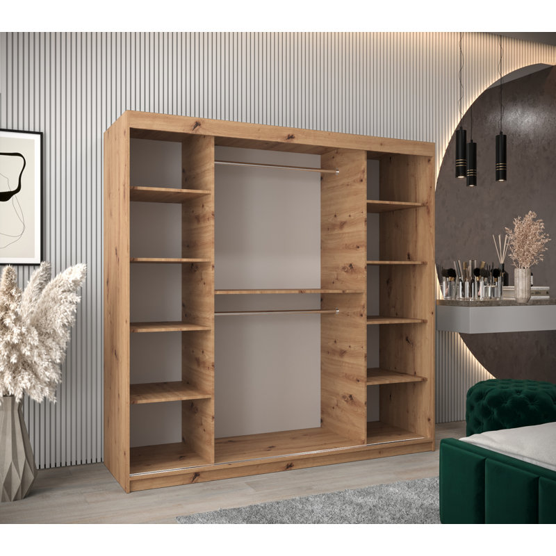 Lyllie 2 Door Manufactured Wood Wardrobe, Oak 