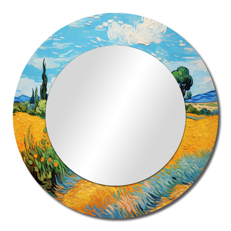 Vangogh la maison jaune à Arles II - miroir Vangogh, miroir mural décoratif rond traditionnel, impression d'art en métal