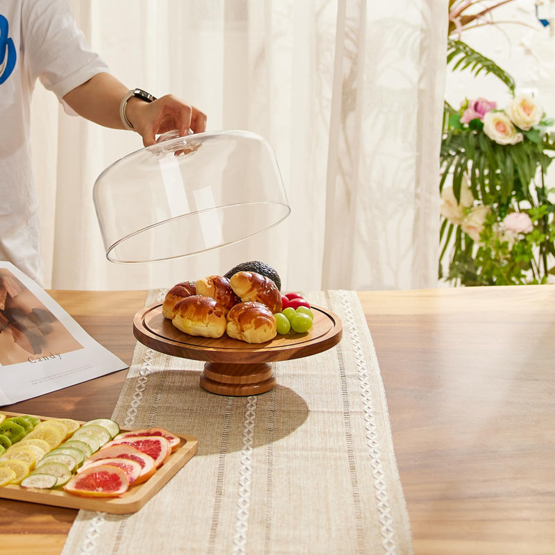 Présentoir à gâteaux en verre avec couvercle