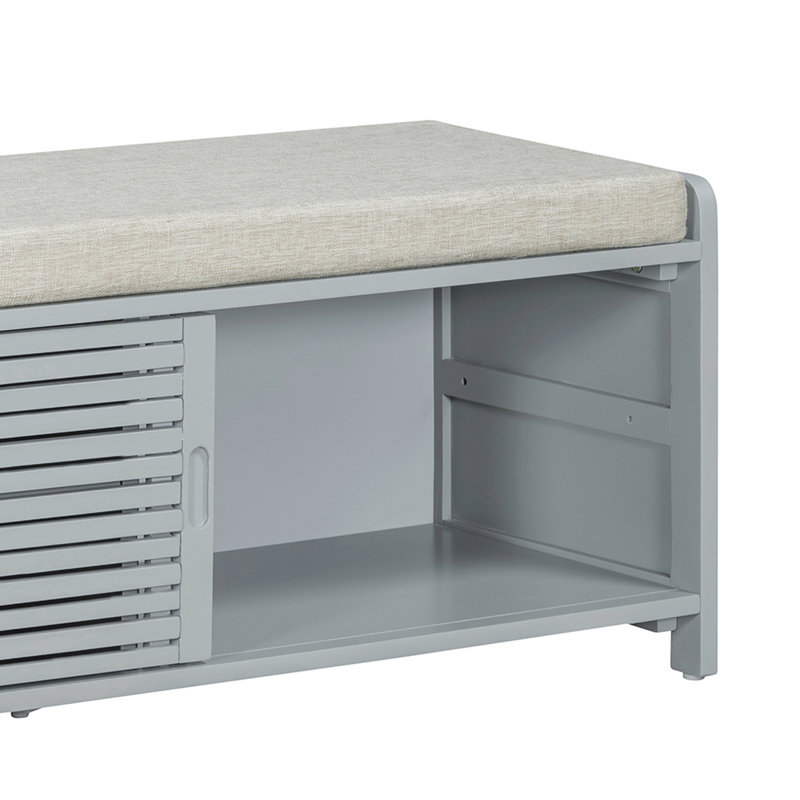 43" Wide Shoe Storage Bench With Cushion Entryway Bench, Grey