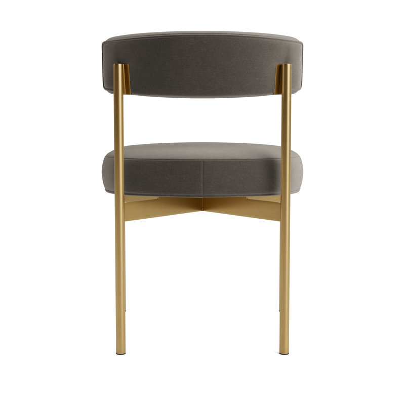 Remy Upholstered Dining Chair, Performance Velvet - Graphite, Brushed Brass