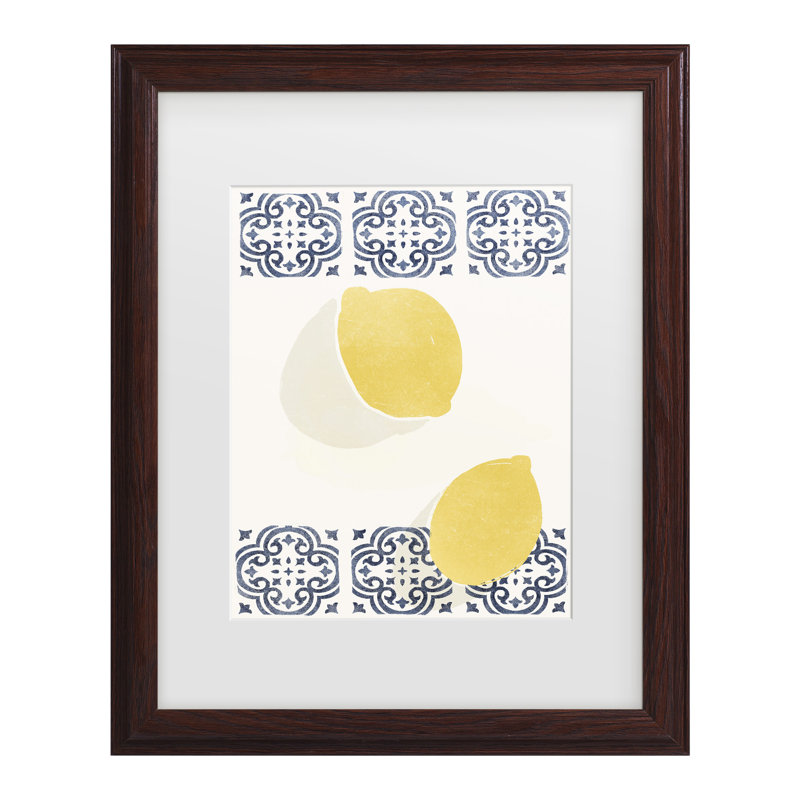 Yuyu Pont, citrons et azulejos, art encadré mat, H 22,75 po x l 18,75 po
