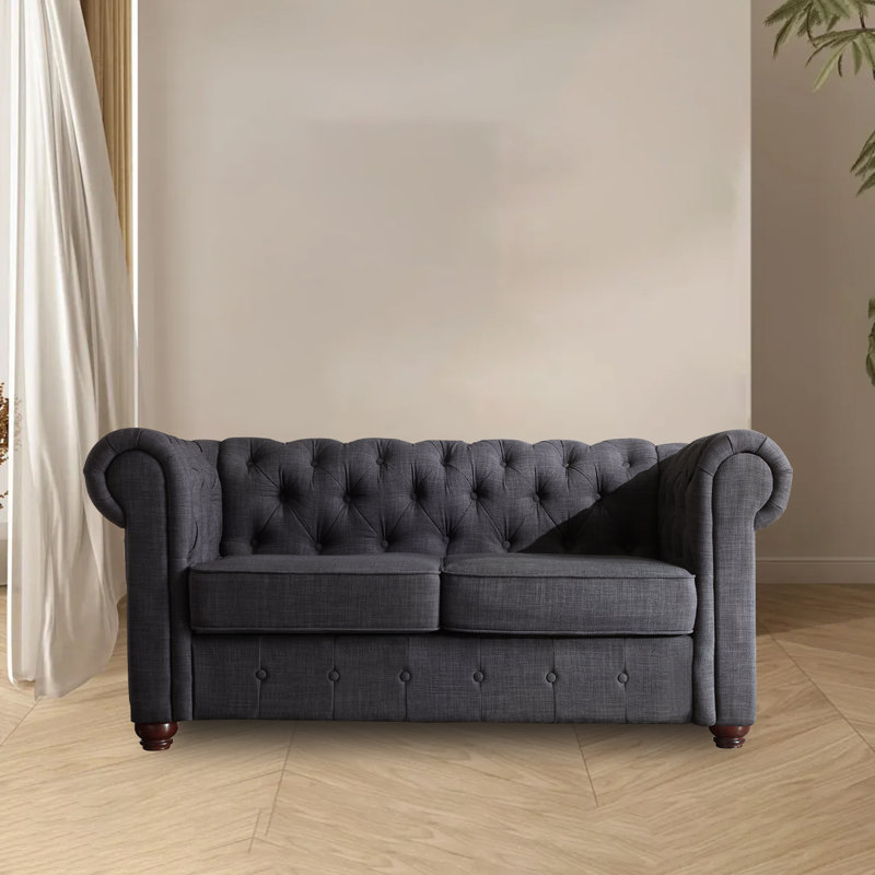 Causeuse rembourrée capitonnée, causeuse Chesterfield avec accoudoir à accoudoirs à défilement, canapé modulaire pour le bureau du salon
