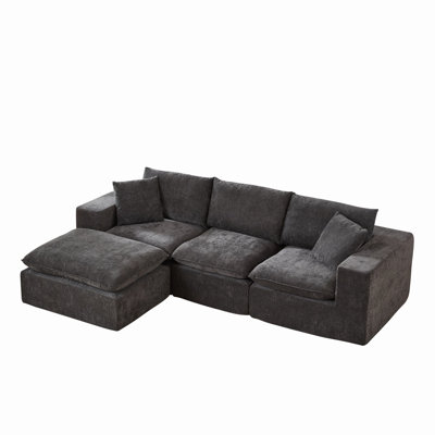 Soneson 4-Piece U-Shaped Chenille Sectional Modular With Two Ottoman