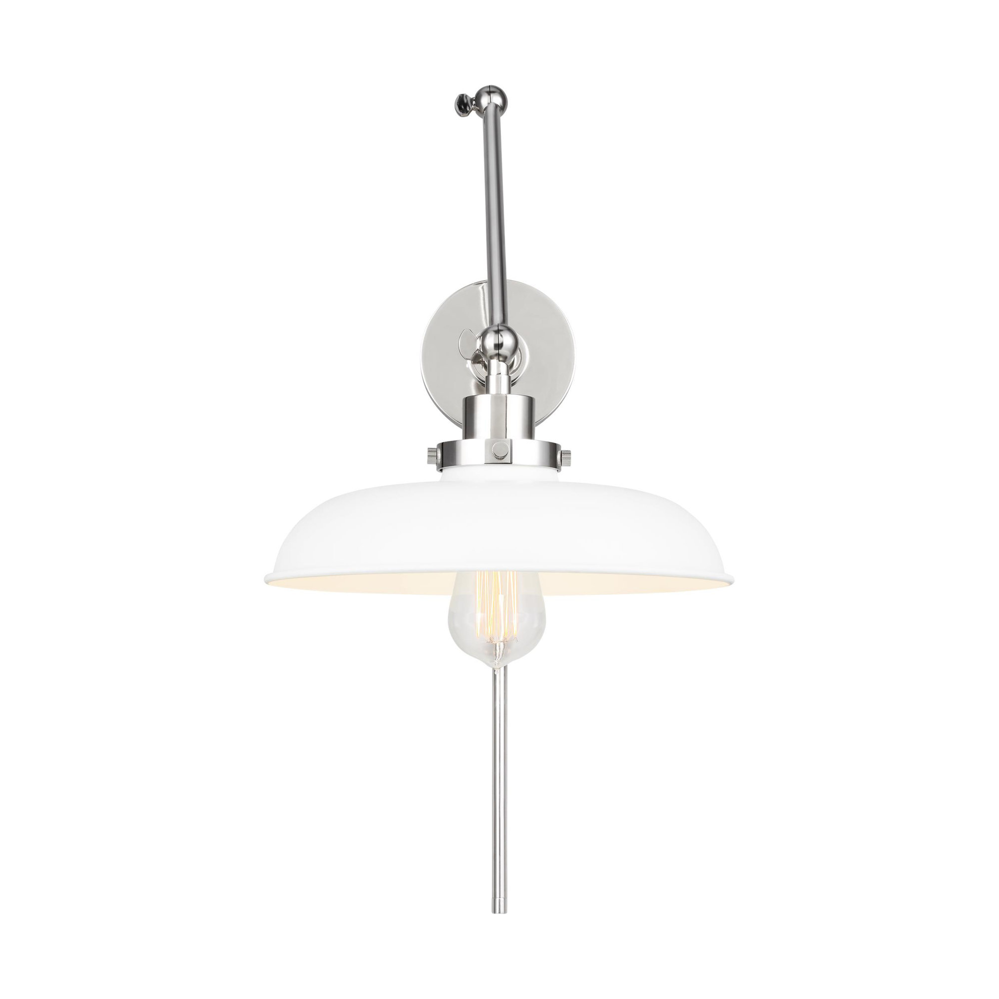 Tammy Double Arm Wide Task Sconce, Polished Nickel, Matte White