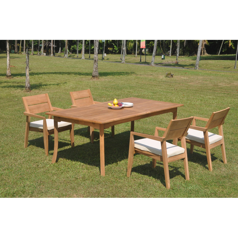 Jairo Rectangular Teak Dining Set, 30.5" H x 82" L x 40" W, 4