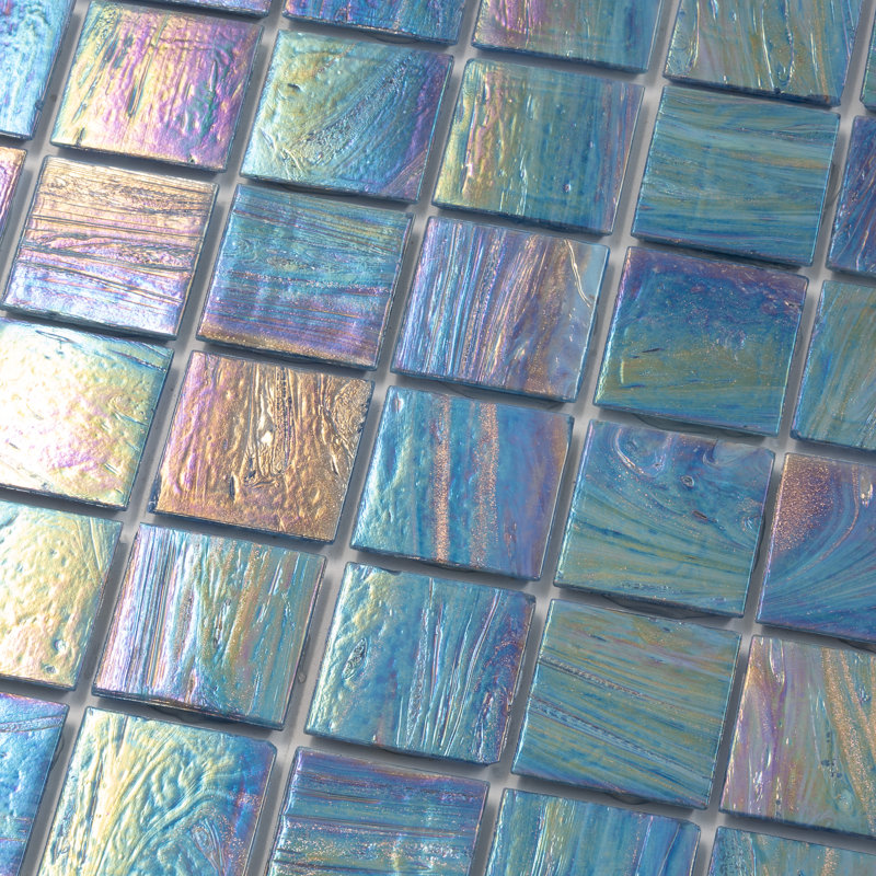 Carreau de mosaïque de mur en verre bleu brillant Yale 12 po x 12 po Celestial (paquet de 10 pieds carrés / caisse) (paquet de 10)