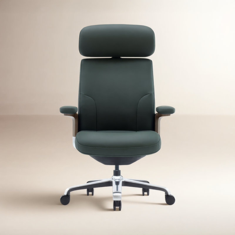 Fauteuil de direction moderne en cuir Vivian, Vert