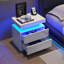 La table de chevet de la table de chevet LED illumine le côté moderne avec 2 tiroirs pour la chambre à coucher-245033565