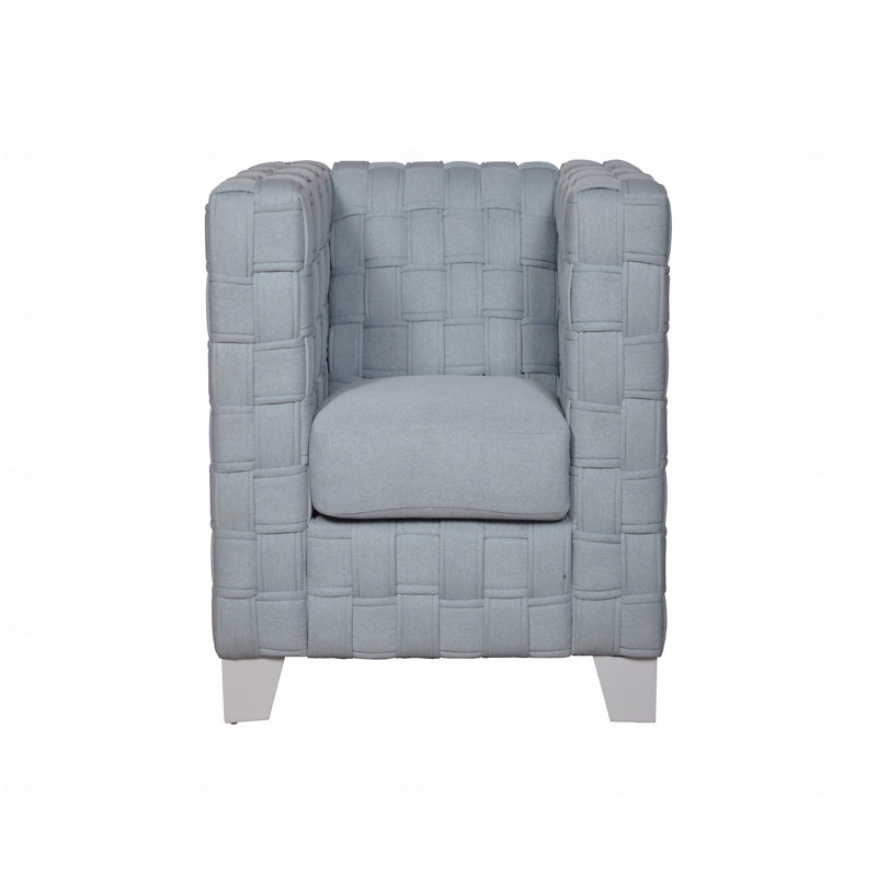 Chaise en chenille clair sarcelle clair et finition blanche
