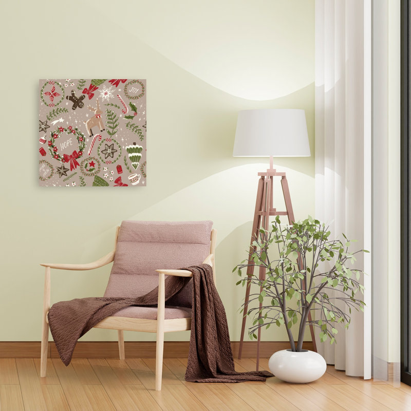 «Magical Christmas Neutrals», motif d'art rustique traditionnel, paysage d'hiver, 24" H x 24" W