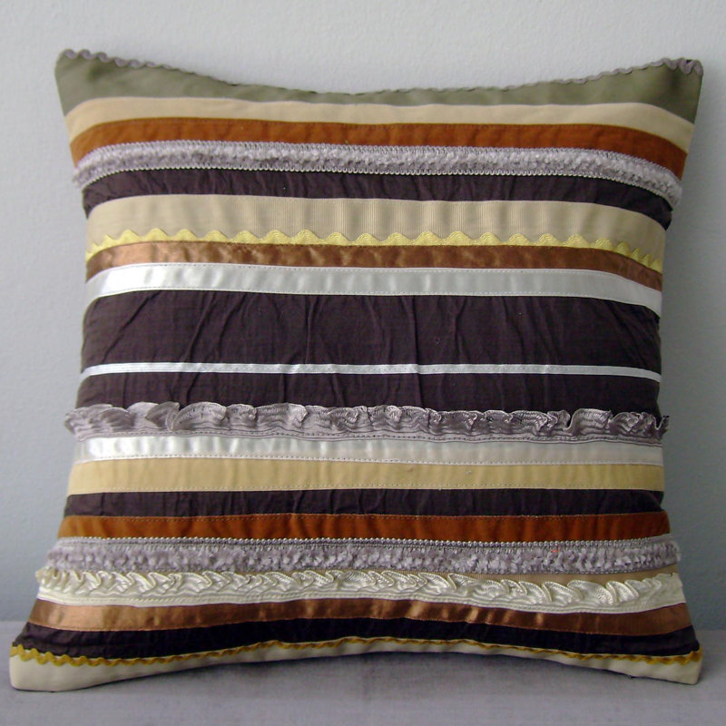 Lovell Striped Square Throw Cushion, Coffee