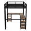 Lit mezzanine simple en métal avec bureau, tablettes, échelle et garde-corps pour une utilisation compacte et multifonctionnelle dans les chambres-623769531-623769530