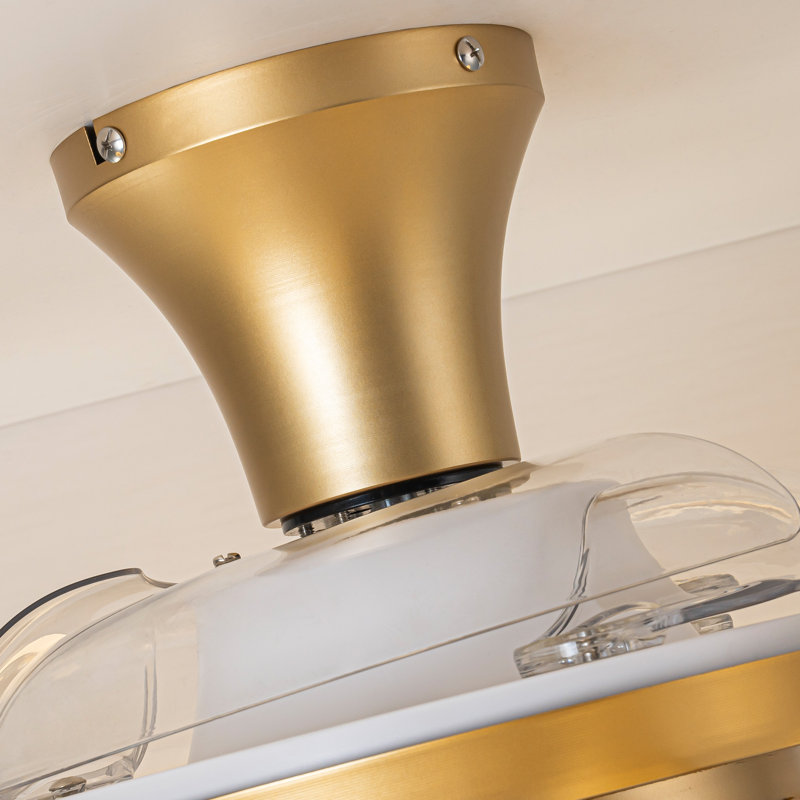 Ventilateur de plafond 12 lumières avec télécommande, Doré / Blanc