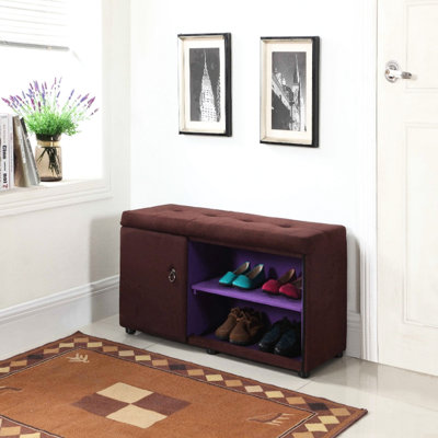 Brown 18" Storage Seat With Shoe Space - Construction & Fiber Tall Area, And Stylish