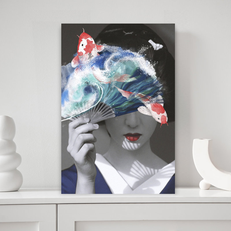 Geisha Koi Fan Dream Elegant, H 18 po x l 12 po