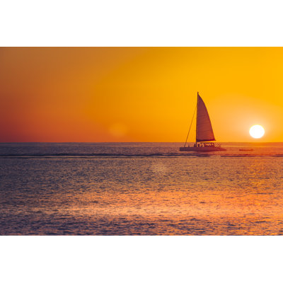 Sunset Sailing On Mauritius Island by 35007 - Wrapped Canvas Print