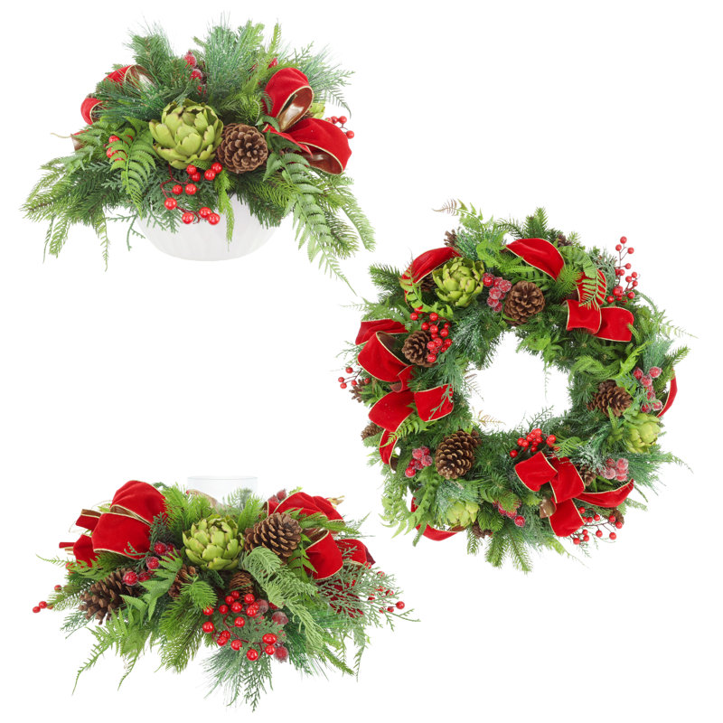 Couronne de Noël 26 po, porte-bougie et centre de table 26 po