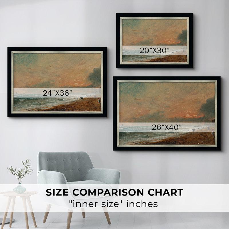 Hove Beach, c. 1824-1826-John Constable-Custom Framed Canvas, 29X41, No, Tuxedo Silver Edge (or Two-Tone Matte Silver